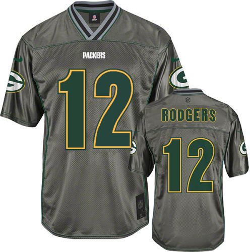 Men's Elite Aaron Rodgers Nike Jersey Grey - #12 Vapor NFL Green Bay Packers